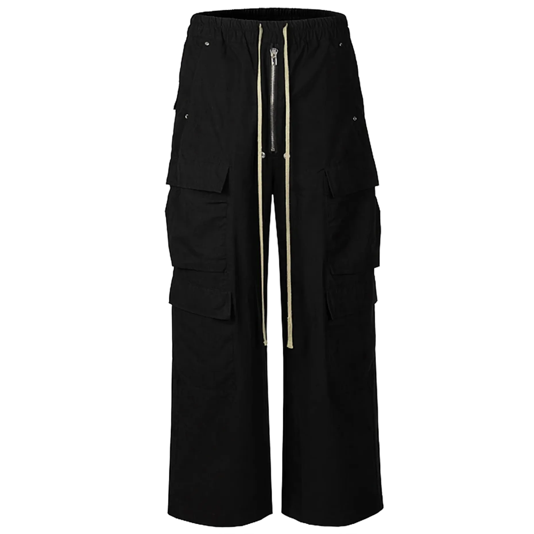 Ultra Wide Black Canvas Cargo Pants