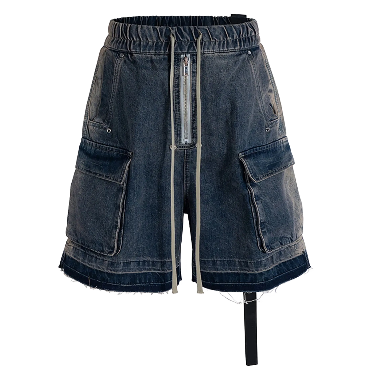 Rugged Denim Shorts with Frayed Hem