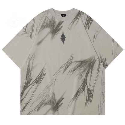 ’Spectral’ Abstract Print Oversized Cotton T-Shirt S T-Shirt