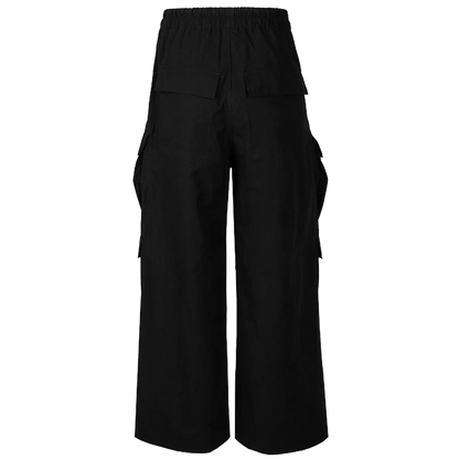 Ultra Wide Black Canvas Cargo Pants