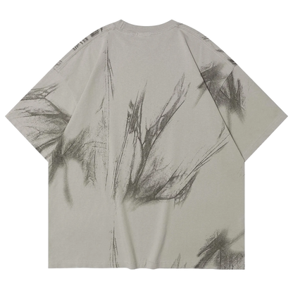 ’Spectral’ Abstract Print Oversized Cotton T-Shirt T-Shirt