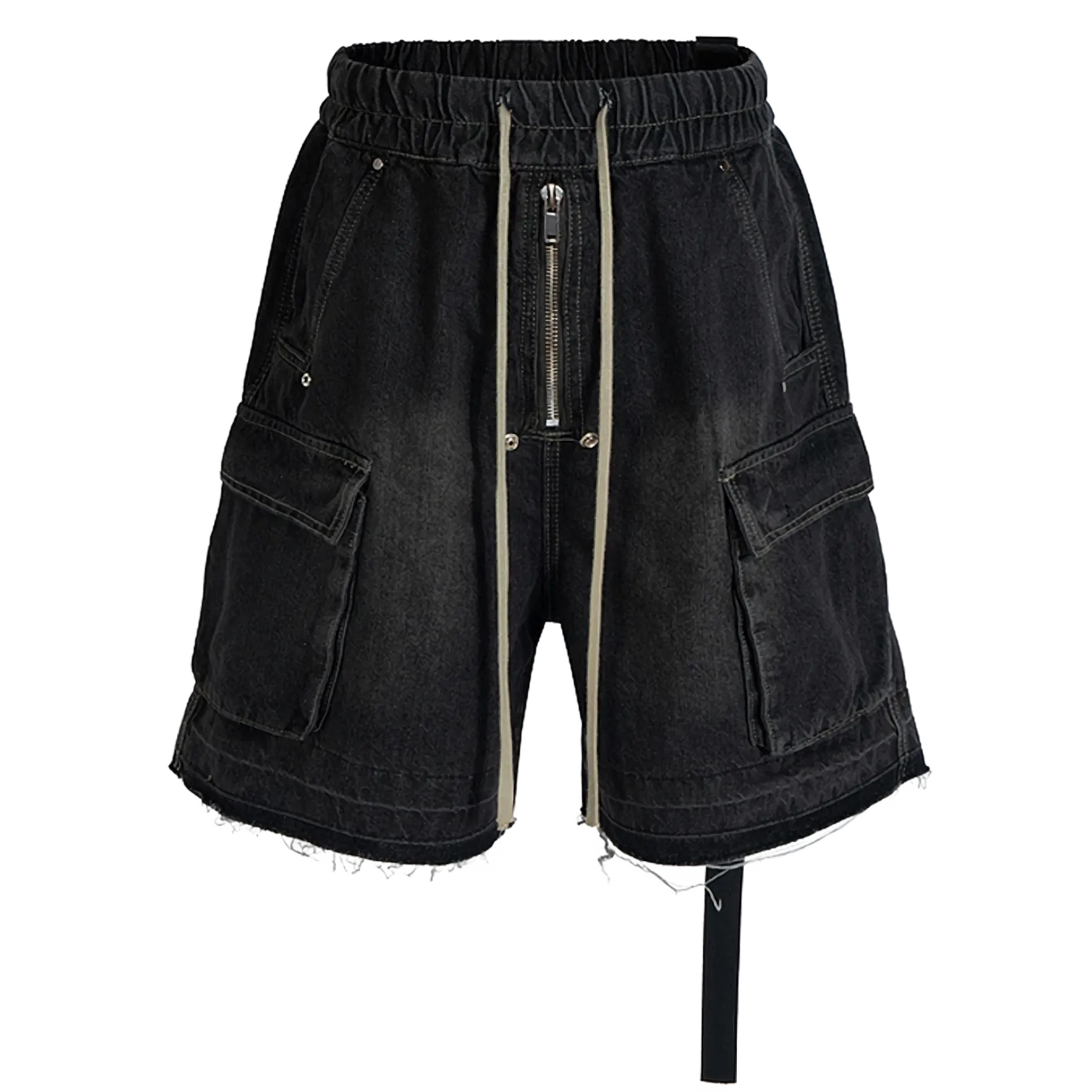 Rugged Denim Shorts with Frayed Hem