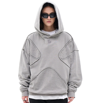 FS 'Escape' Raw Cut Distressed Cotton Hoodie Gray
