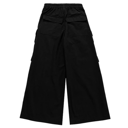 Ultra Wide Black Canvas Cargo Pants