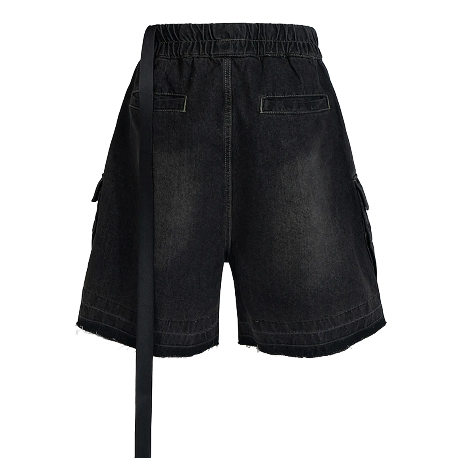 Rugged Denim Utility Shorts with Frayed Hem