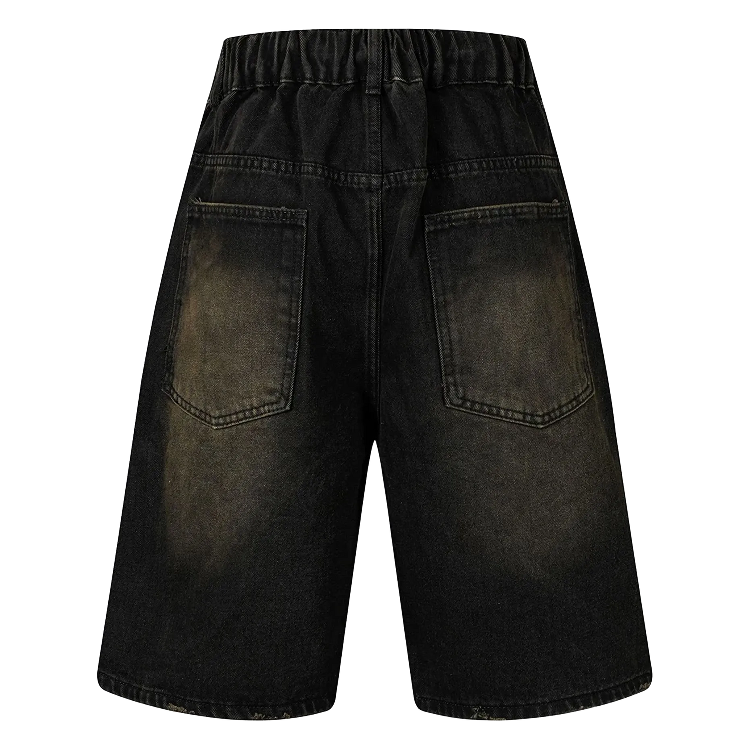 &quot;Wide Leg Webbed Denim Shorts Black Backside
  – Keystreetwear&quot;