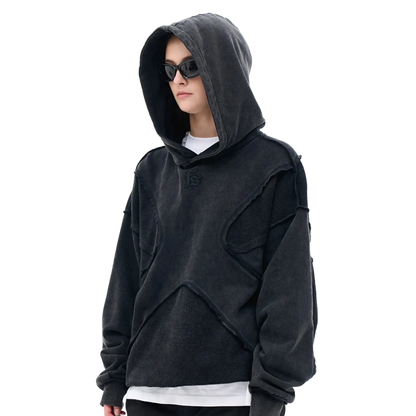 FS 'Escape' Raw Cut Distressed Cotton Hoodie Black
