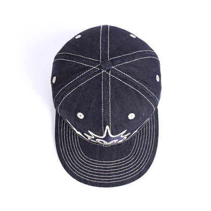 Embroidered Six Panel Denim Cap 