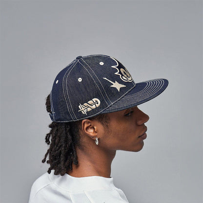 Embroidered Six Panel Denim Cap