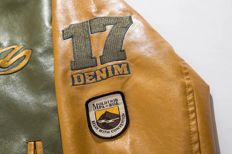 California Leather Baseball Jacket Patch &amp; Embroidery Details