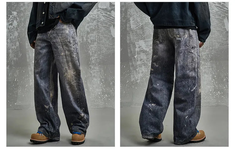 Distressed Graffiti Jeans Front and Back