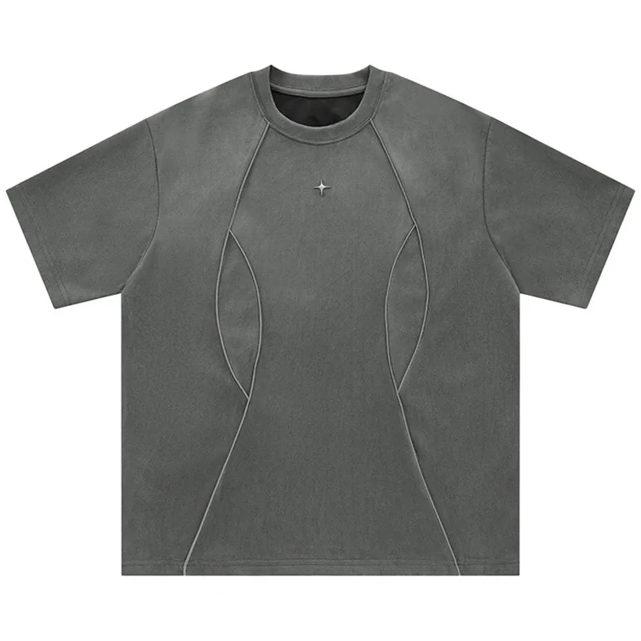 ’Nova’ Structured Suede-Finish T-Shirt Gray / S T-Shirt