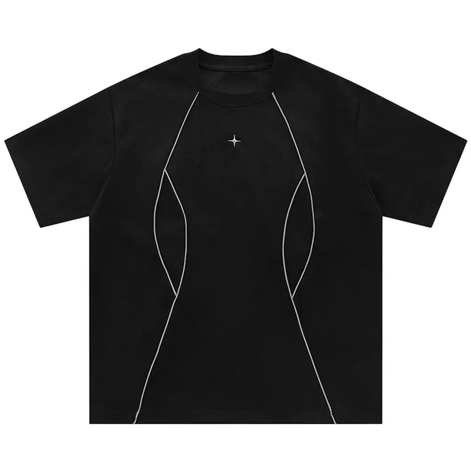 ’Nova’ Structured Suede-Finish T-Shirt Black / S T-Shirt