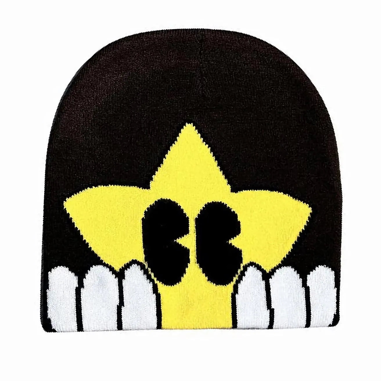 Star Friend Jacquard Knit Beanie Black