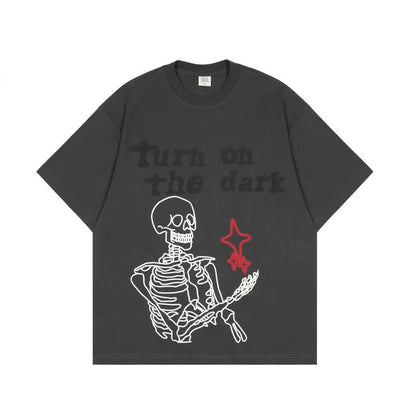 ’Turn On The Dark’ Graphic Print Cotton T-Shirt Black / M Tshirt