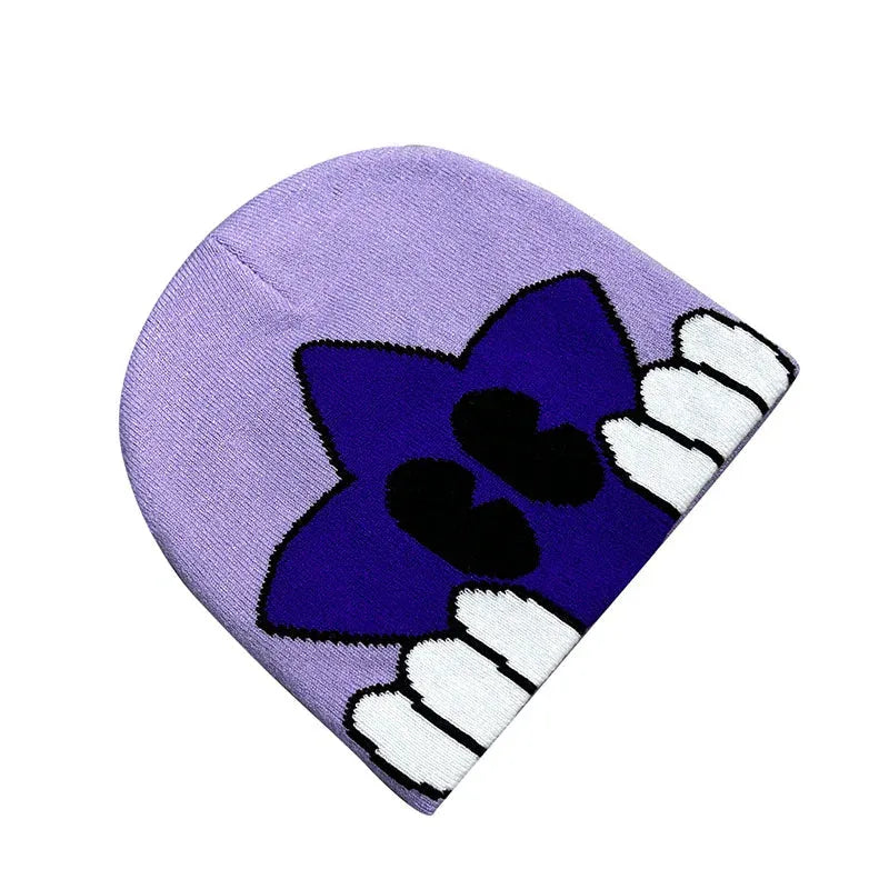 Star Friend Jacquard Knit Beanie Purple