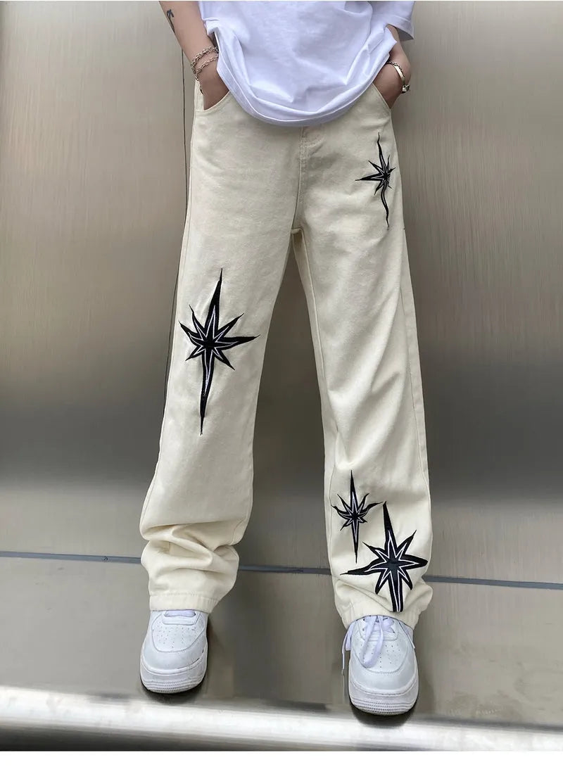 ’Starlight’ Embroidered Denim Jeans Casual Pants