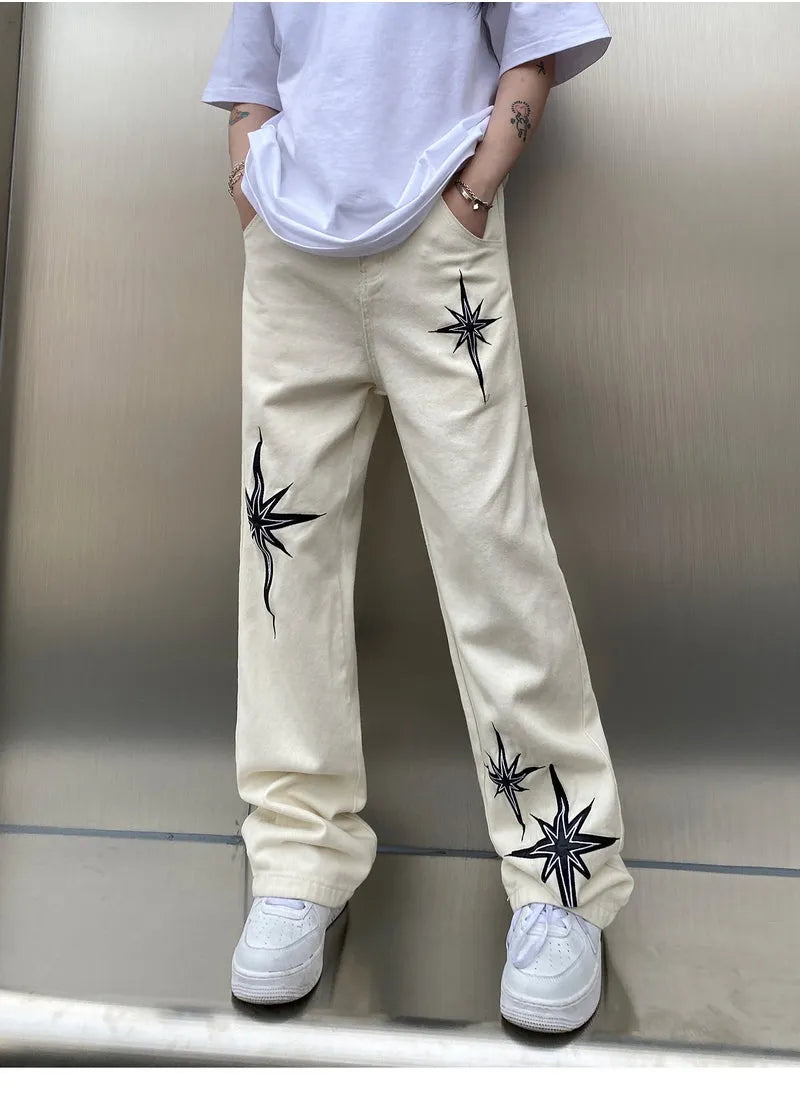 ’Starlight’ Embroidered Denim Jeans Casual Pants