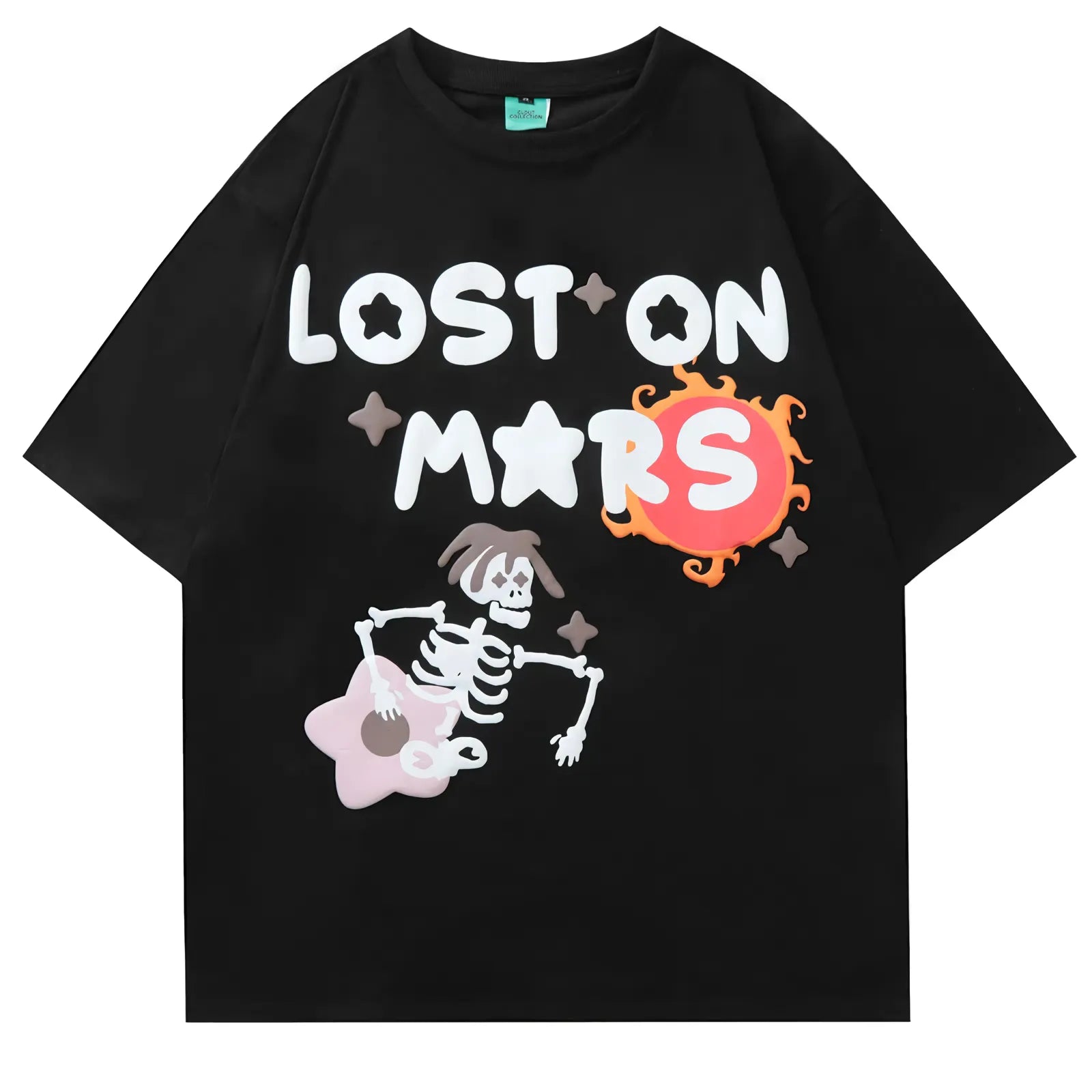 ’Lost On Mars’ Graphic Print Cotton T-Shirt Black / M T-Shirt