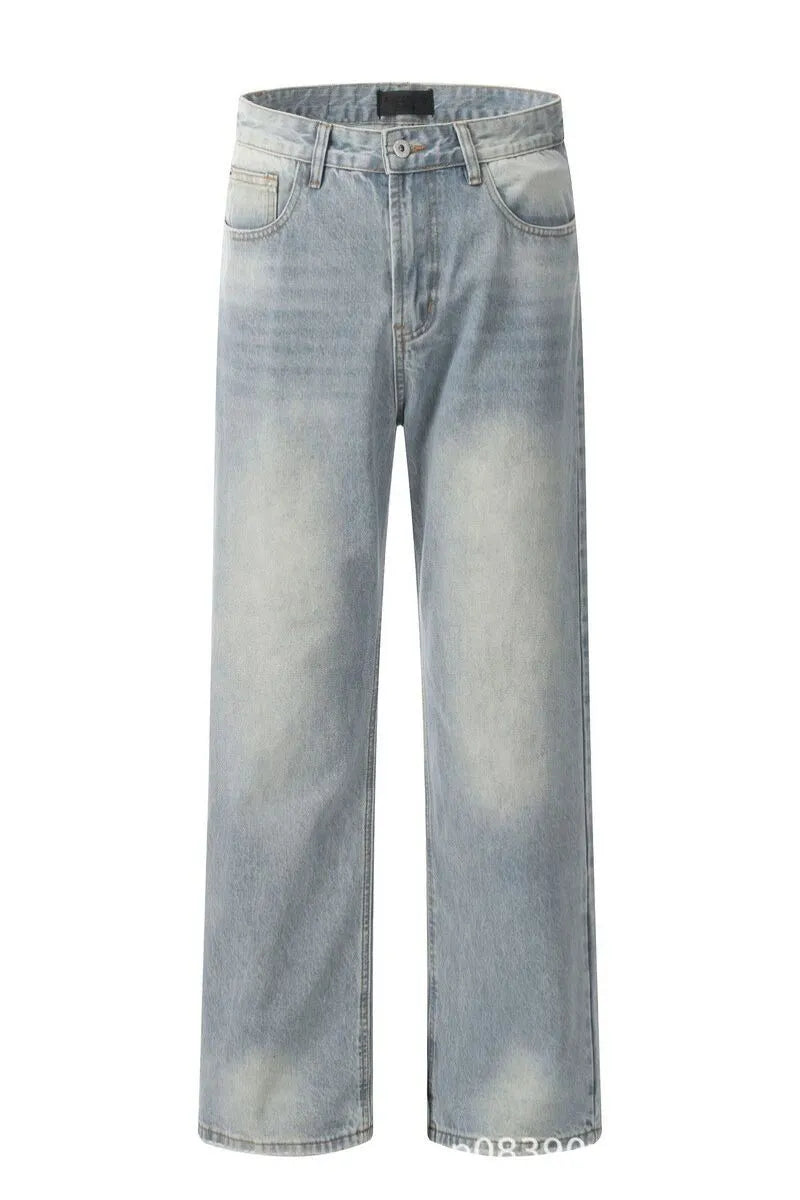 Washed Ice Blue Straight Jeans