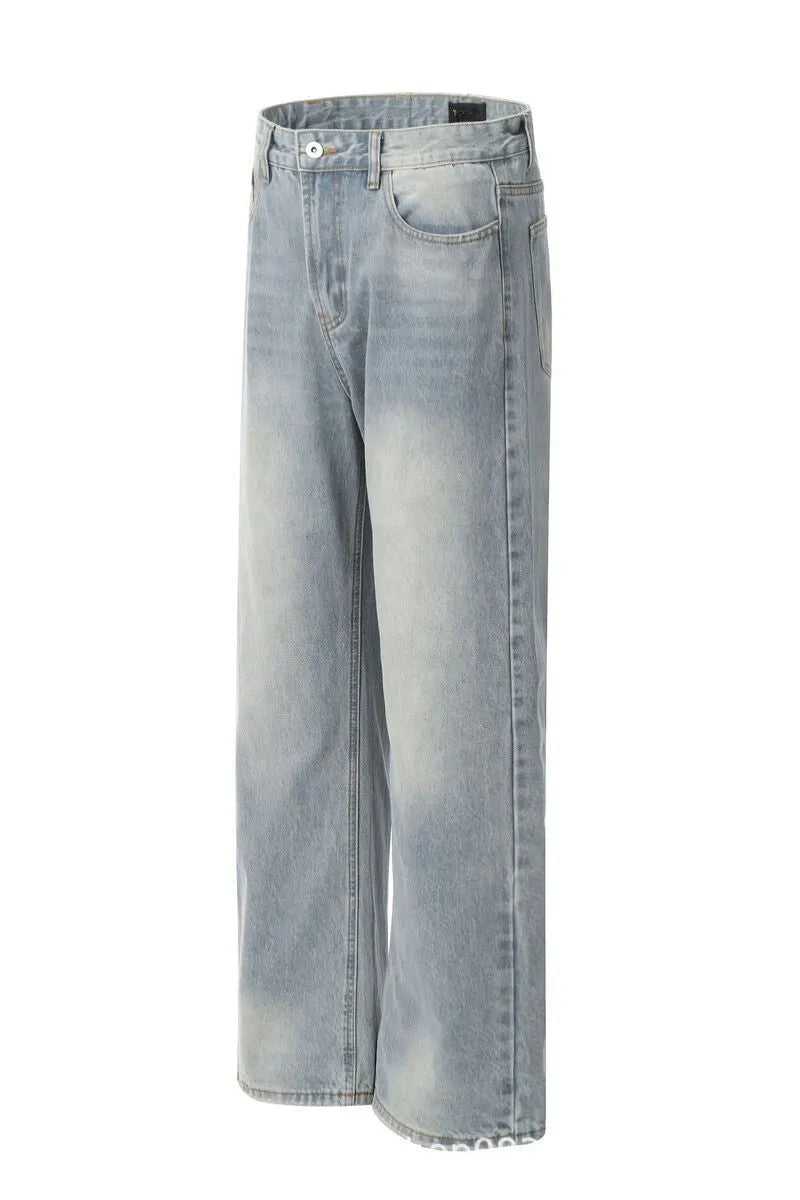 Washed Ice Blue Straight Jeans