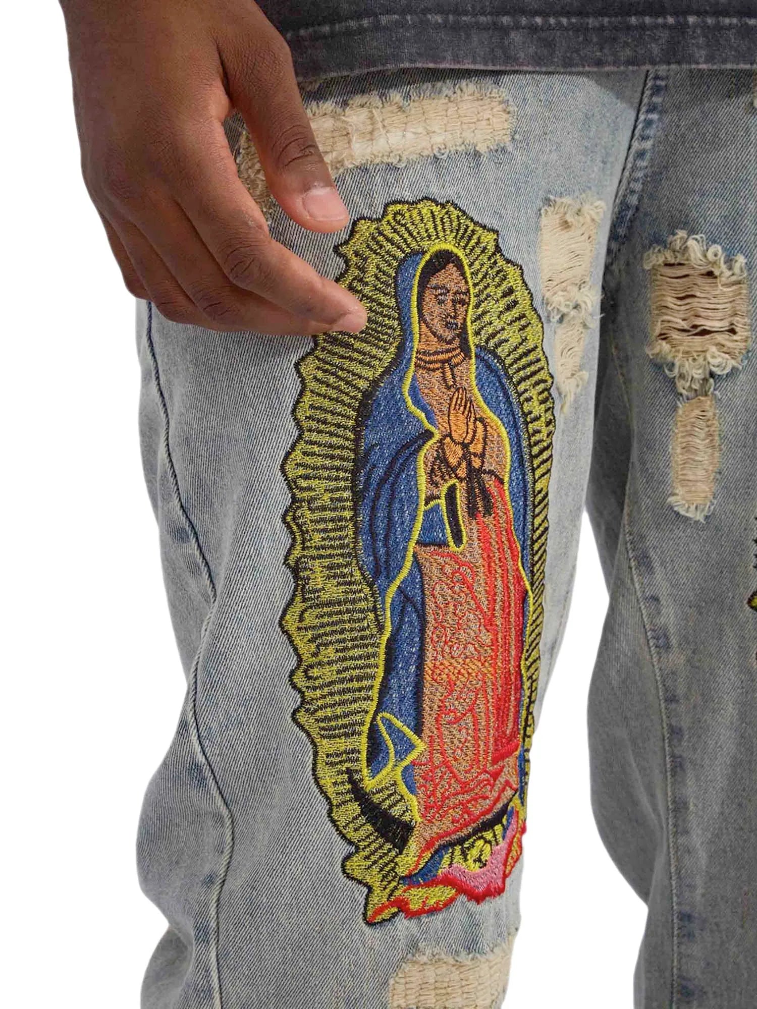 Gospel Denim Jeans - Embroidery Details