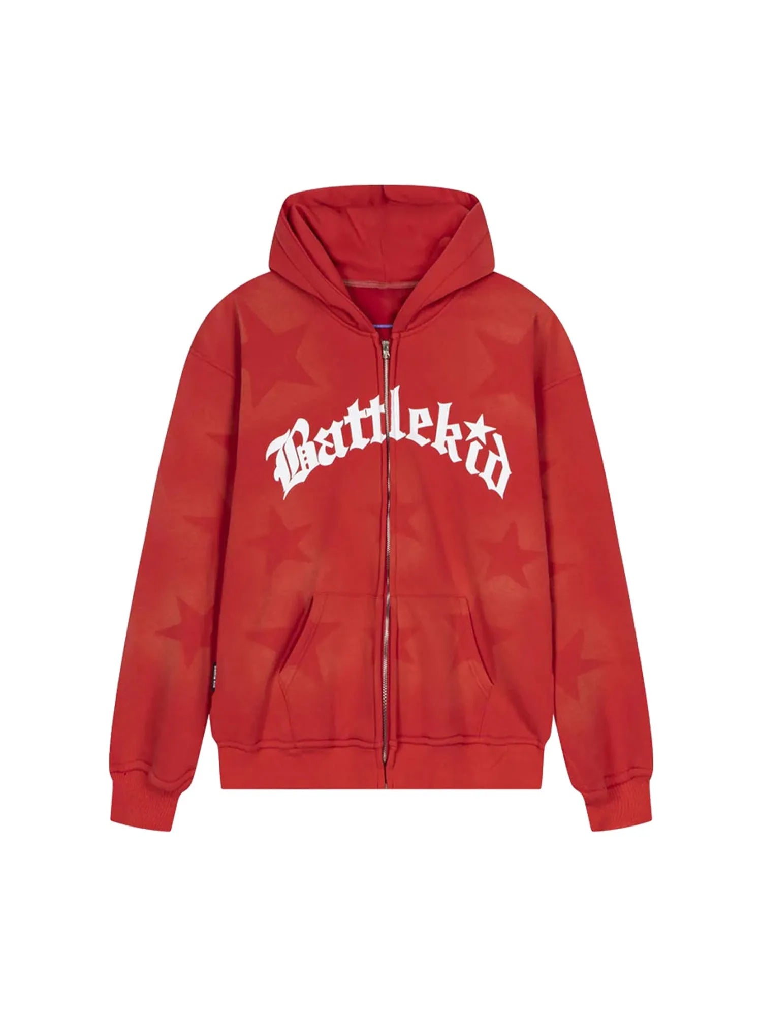 Star Letter Zipper Hoodie Red