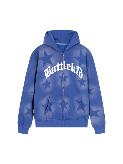 Star Letter Zipper Hoodie