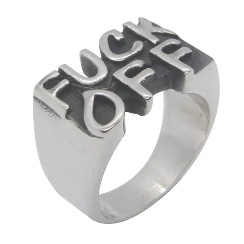 F*ck Off Metal Signet Ring by Clout Collection