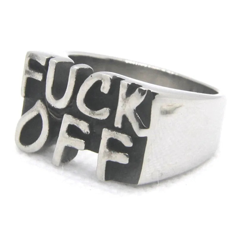 F*ck Off Metal Signet Ring by Clout Collection