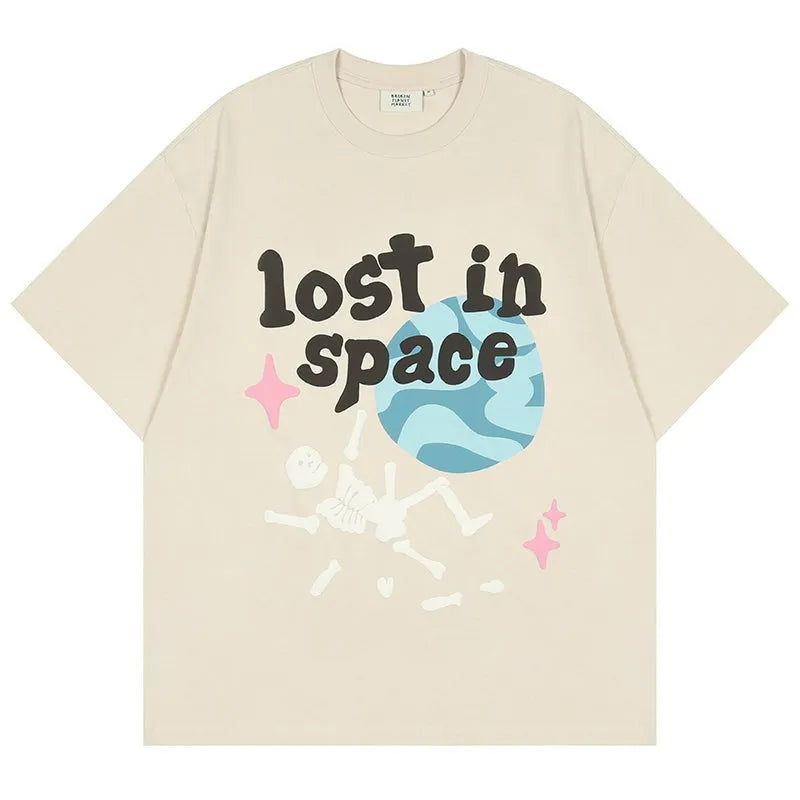 ’Lost In Space’ Graphic Print Cotton T-Shirt Khaki / M Tshirt