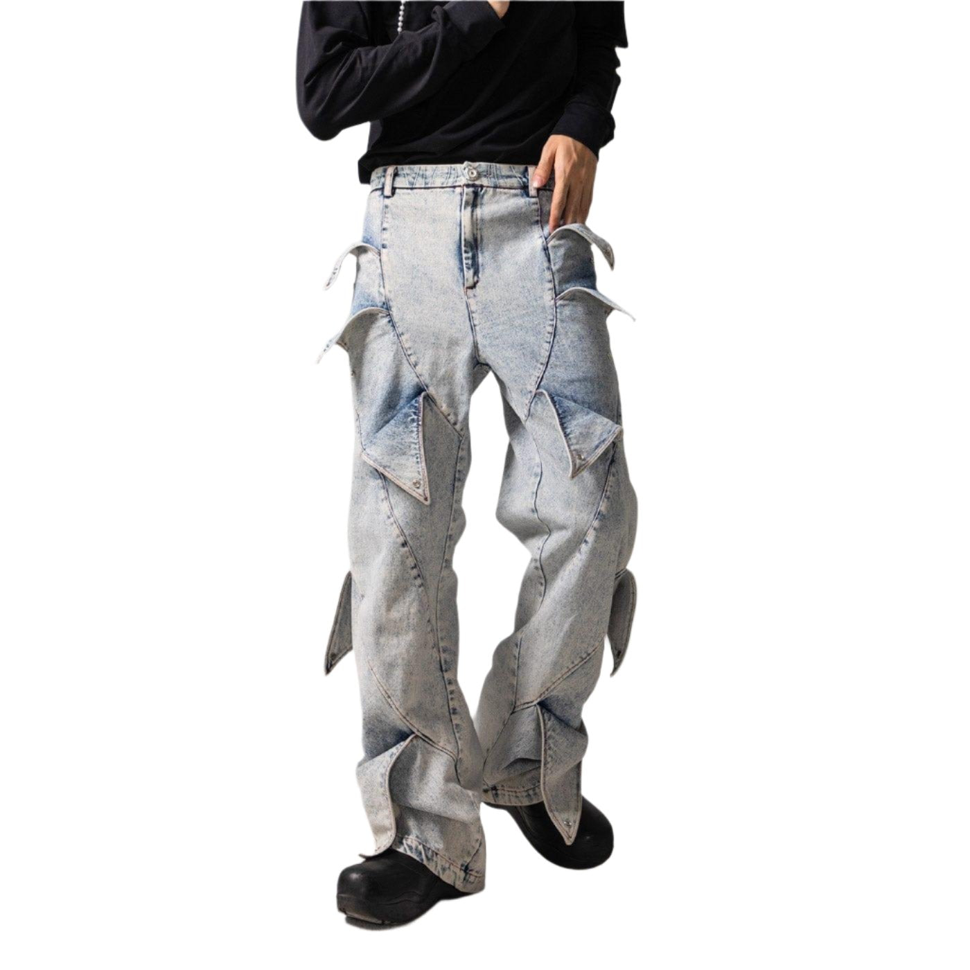 DND4DES Deconstructed Rose Petals Washed Jeans 