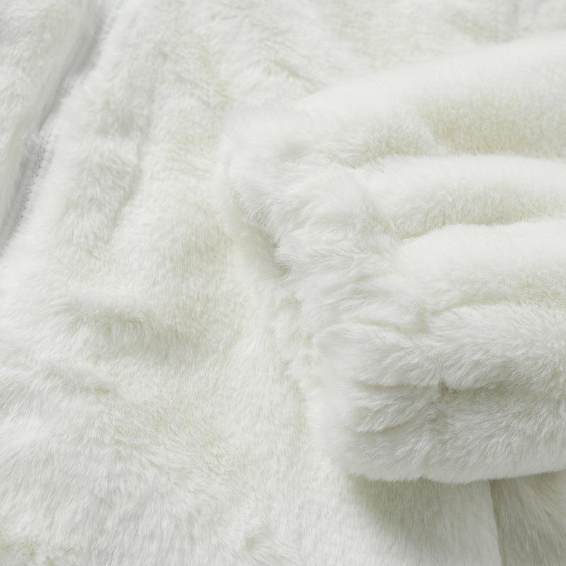 Cozy Cross Rabbit Fur Coat