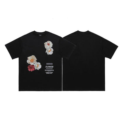 Flower Injection Tee Front and Back - Keystreetwear