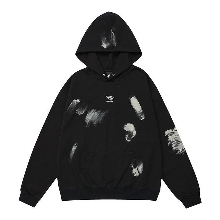 Handmade DIRTY FIT Painting Hoodie Black Front - Keystreetwear