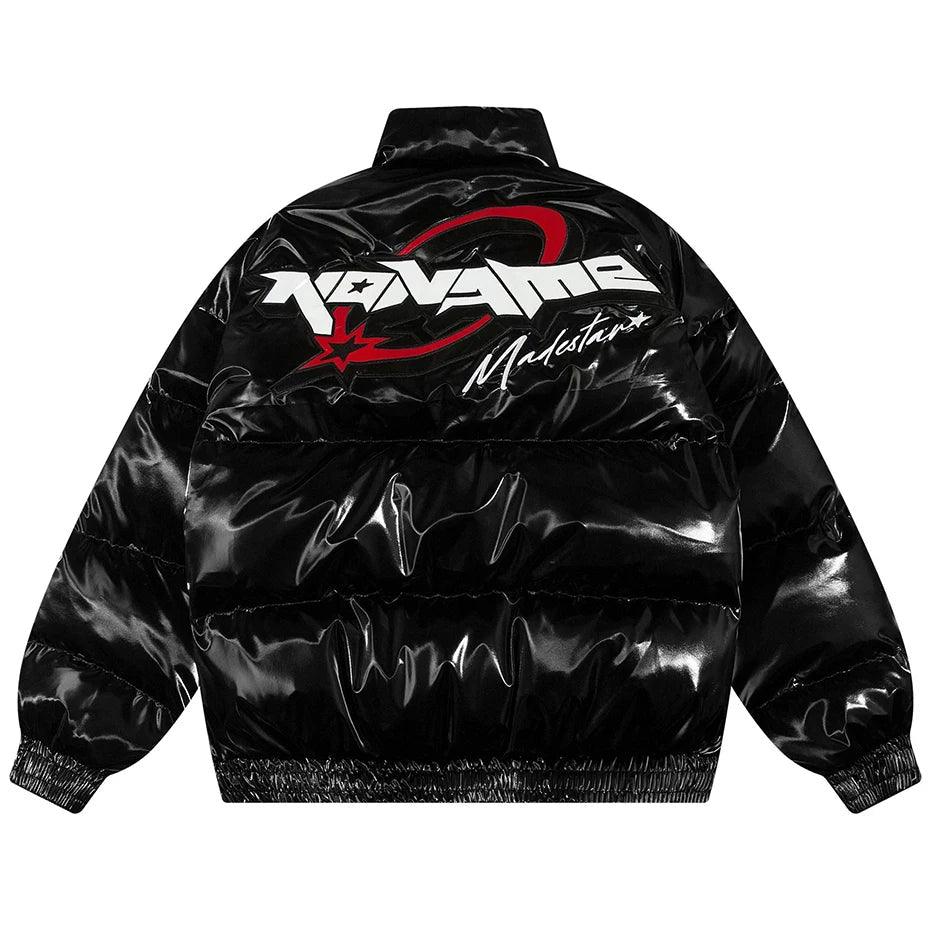 Novame Oversized Puffer Jacket Black Backside - Keystreetwear