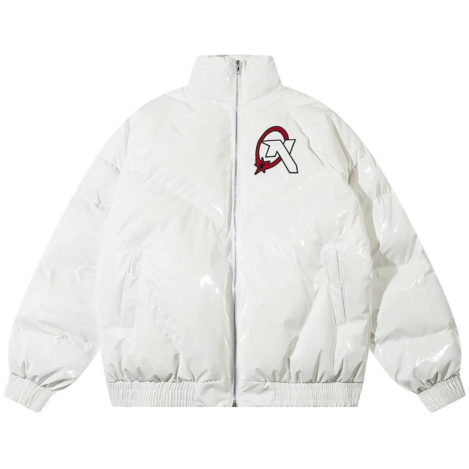 Novame Oversized Puffer Jacket White Frontside - Keystreetwear