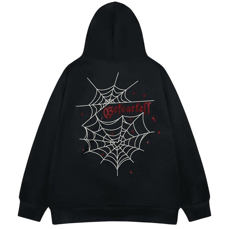 Oversized Spider Web Pullover - Keystreetwear