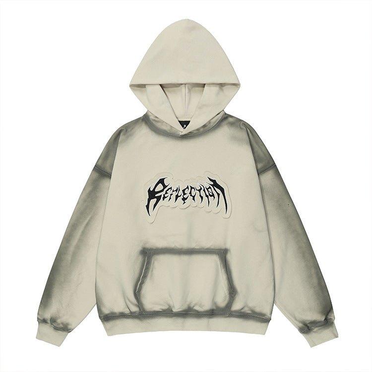 Reflection Frayed Hem Hoodie Front details- Keystreetwear