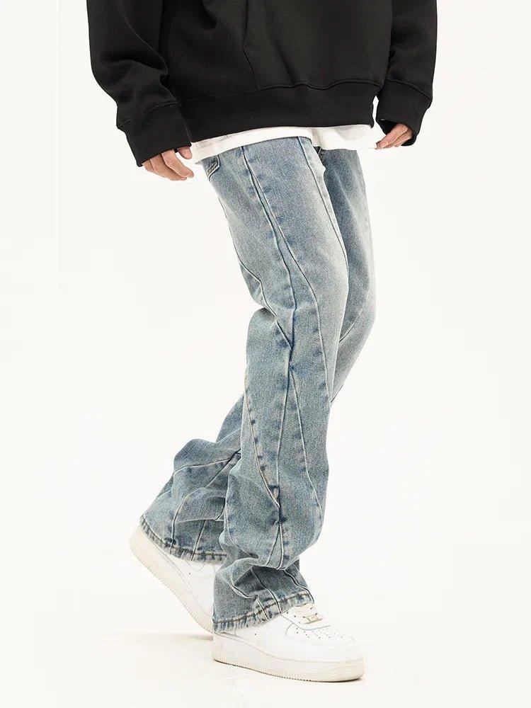 Spliced Flared Pants Denim Pants - Keystreetwear