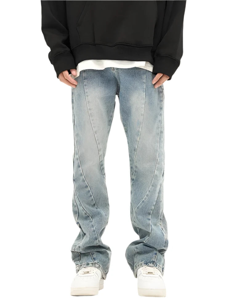 Spliced Flared Pants Denim Pants - Keystreetwear