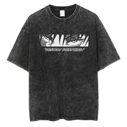 Toji Fushiguro Black Washed Cotton Tees - Keystreetwear