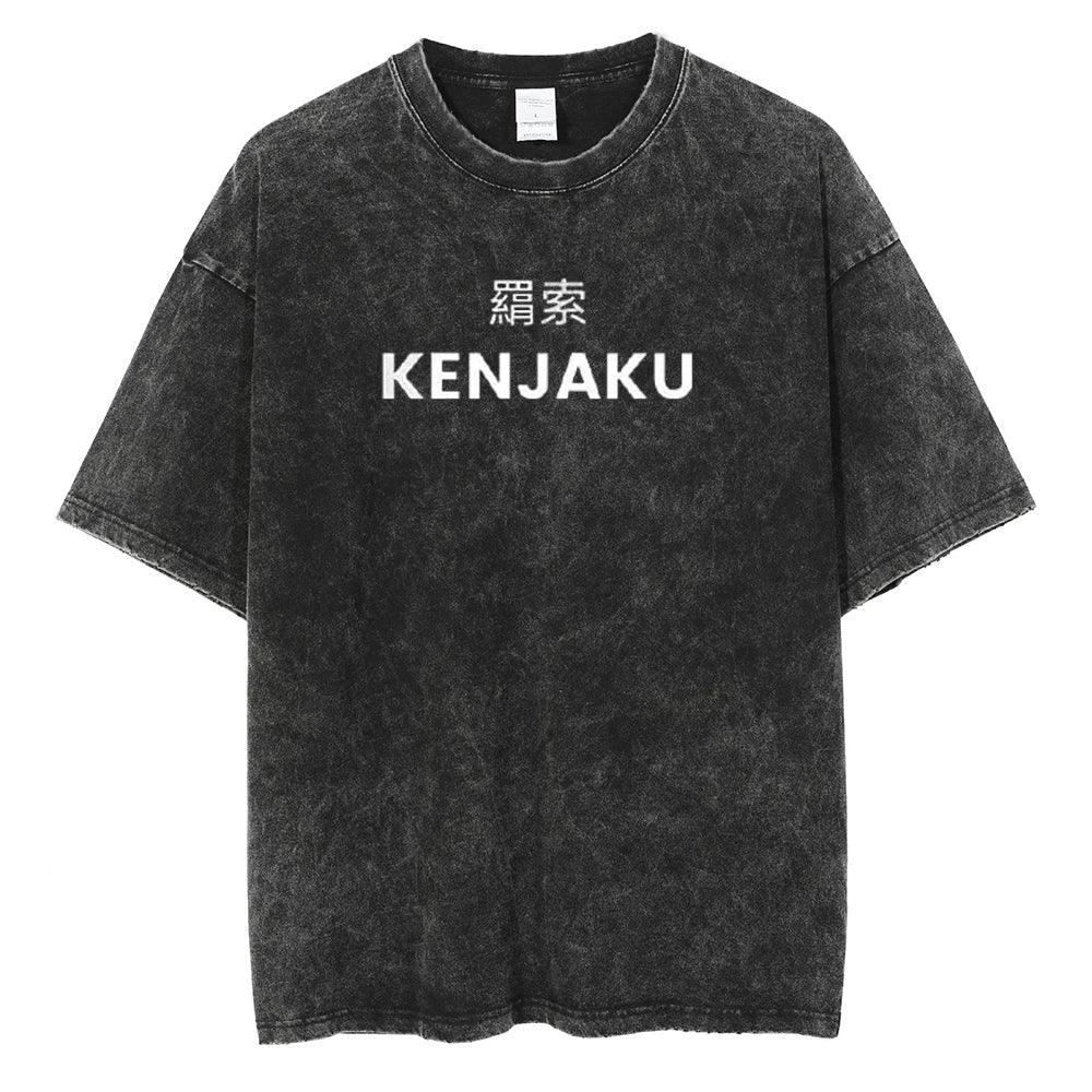 Toji Fushiguro Black Washed Cotton Tees - Keystreetwear